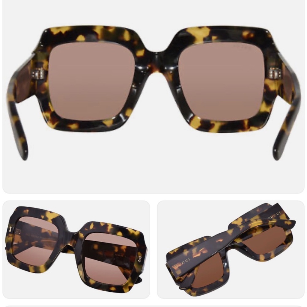 GUCCI GG1111S 003 Sunglasses Women's Havana/Pink Square Shape 53mm